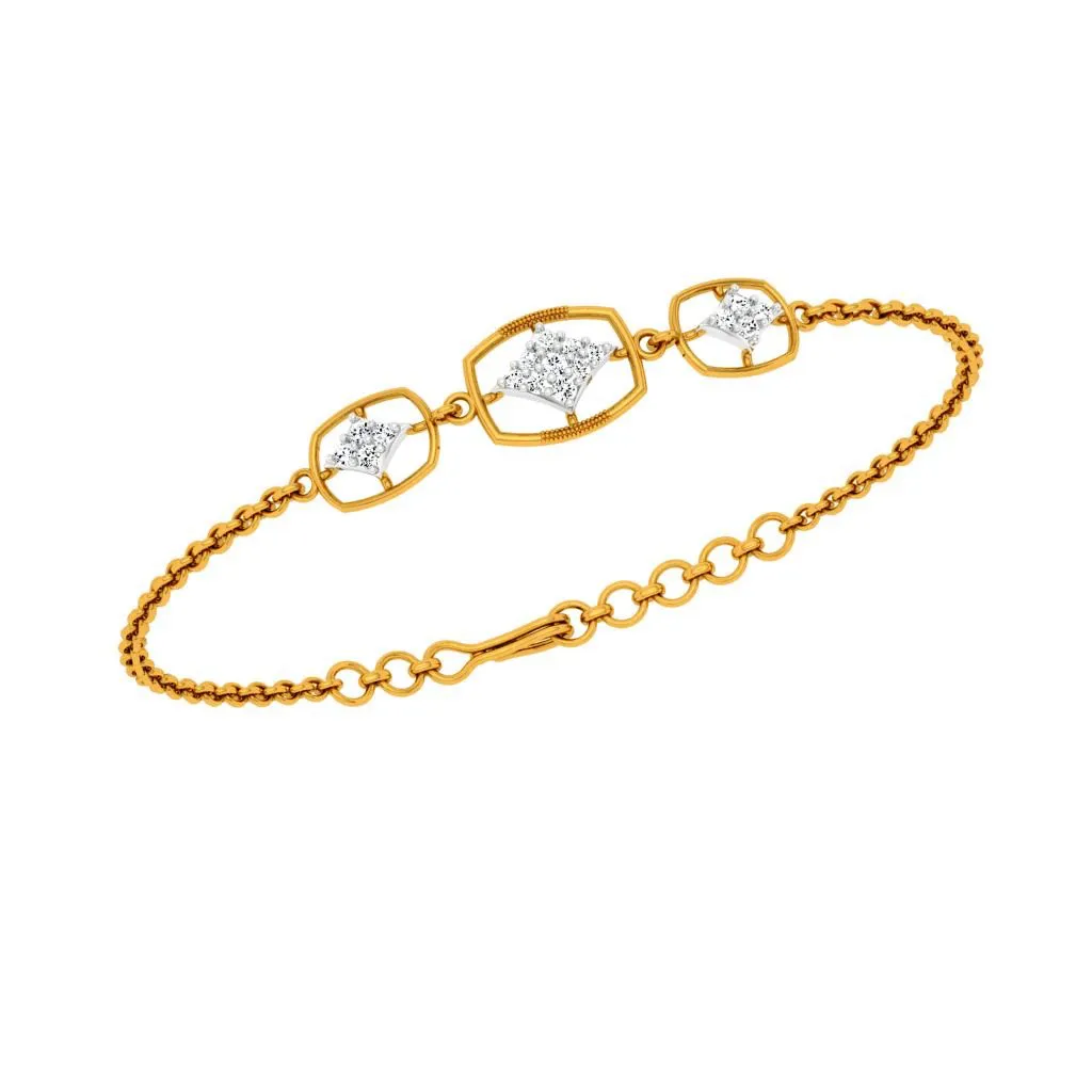 Sleek Gold And Diamond Bracelet