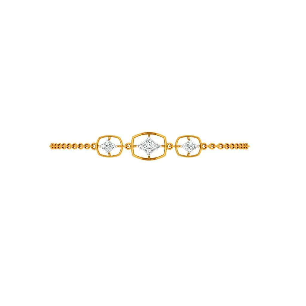 Sleek Gold And Diamond Bracelet