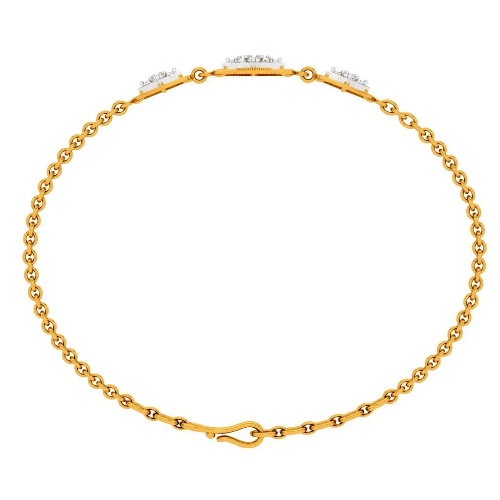 Sleek Gold And Diamond Bracelet