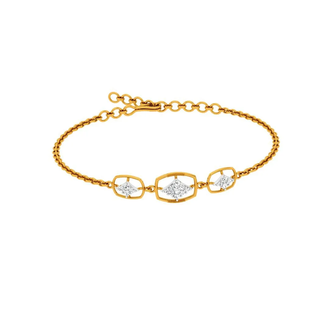 Sleek Gold And Diamond Bracelet