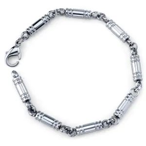 Stainless Steel Barrel Link Bracelet