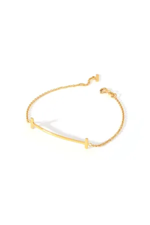 Sterling Silver Gold Plated T Bar Bracelet