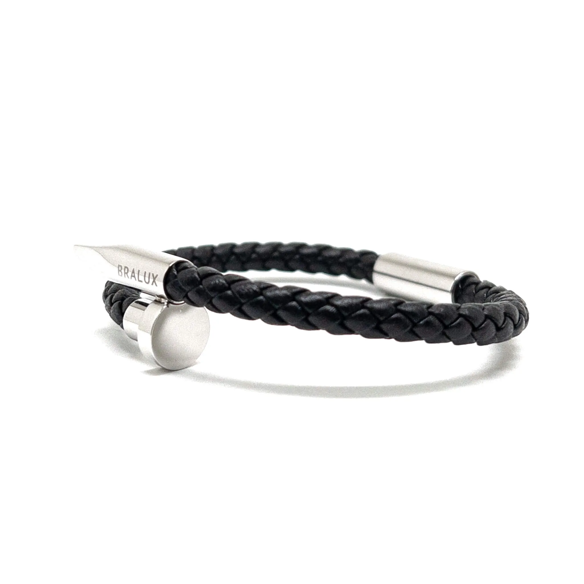 The Full Black Nail Leather Bracelet