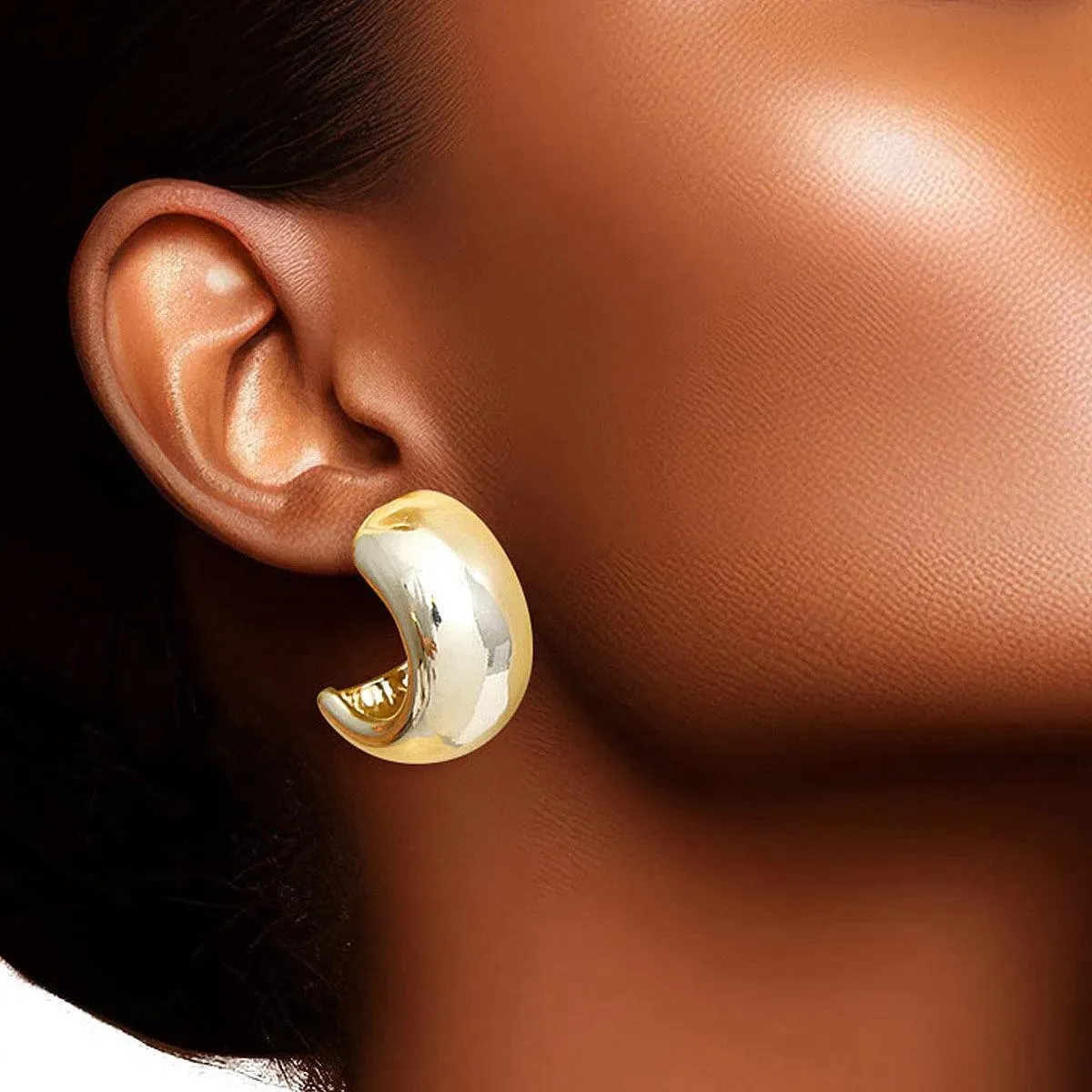 The Timeless Appeal of Small Wide Open Hoop Earrings in Gold Finish