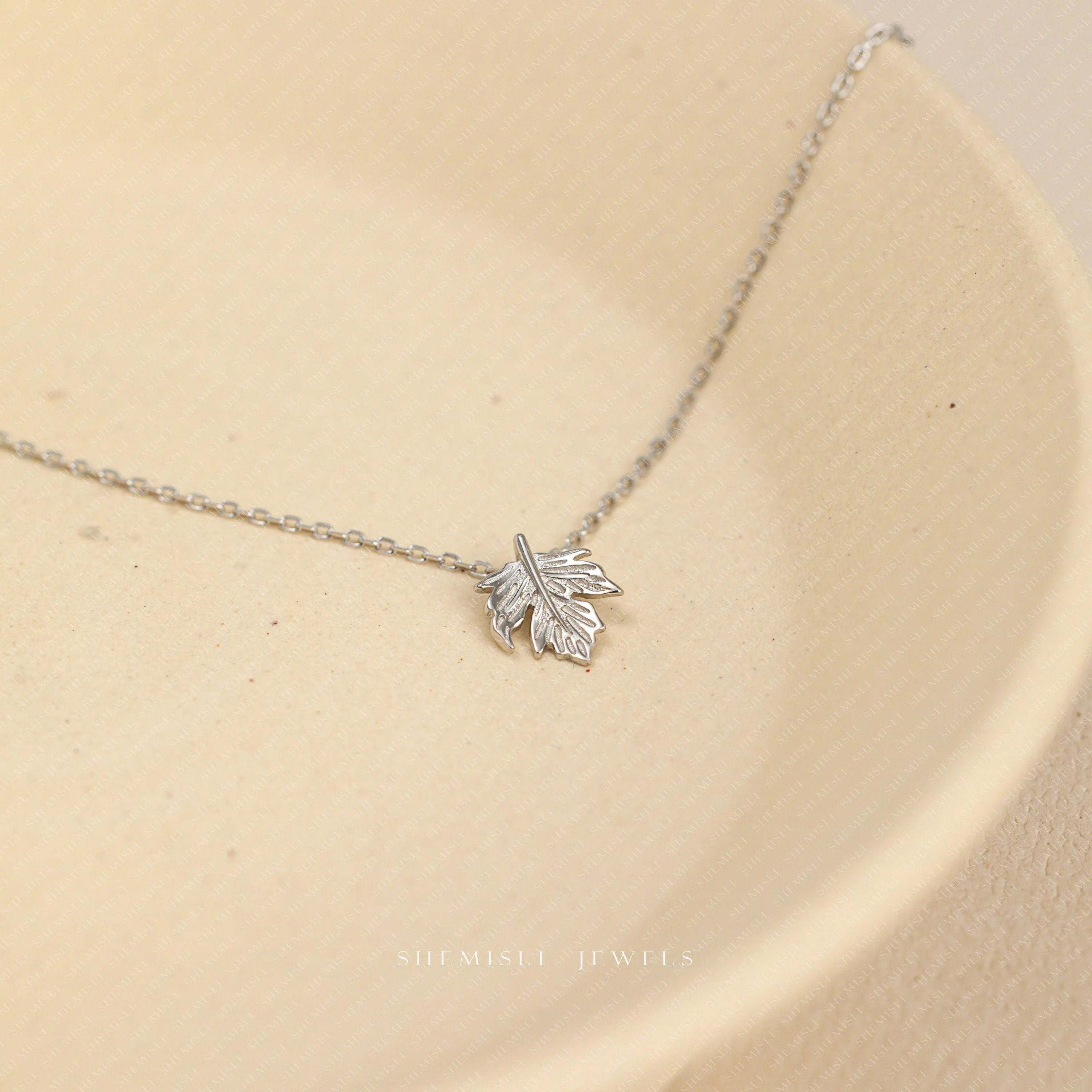 Tiny Leaf Necklace, Silver or Gold Plated SHEMISLI - SN040