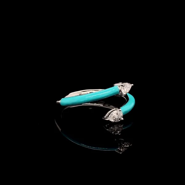 Turquoise Enamel Spring Diamond Ring