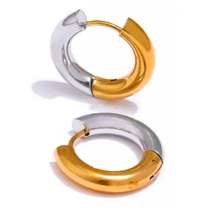 VAIGE Chic Stainless Steel Geometric Round Hoop Earrings - Gold and Silver Plated Trendy Fashion Jewelry