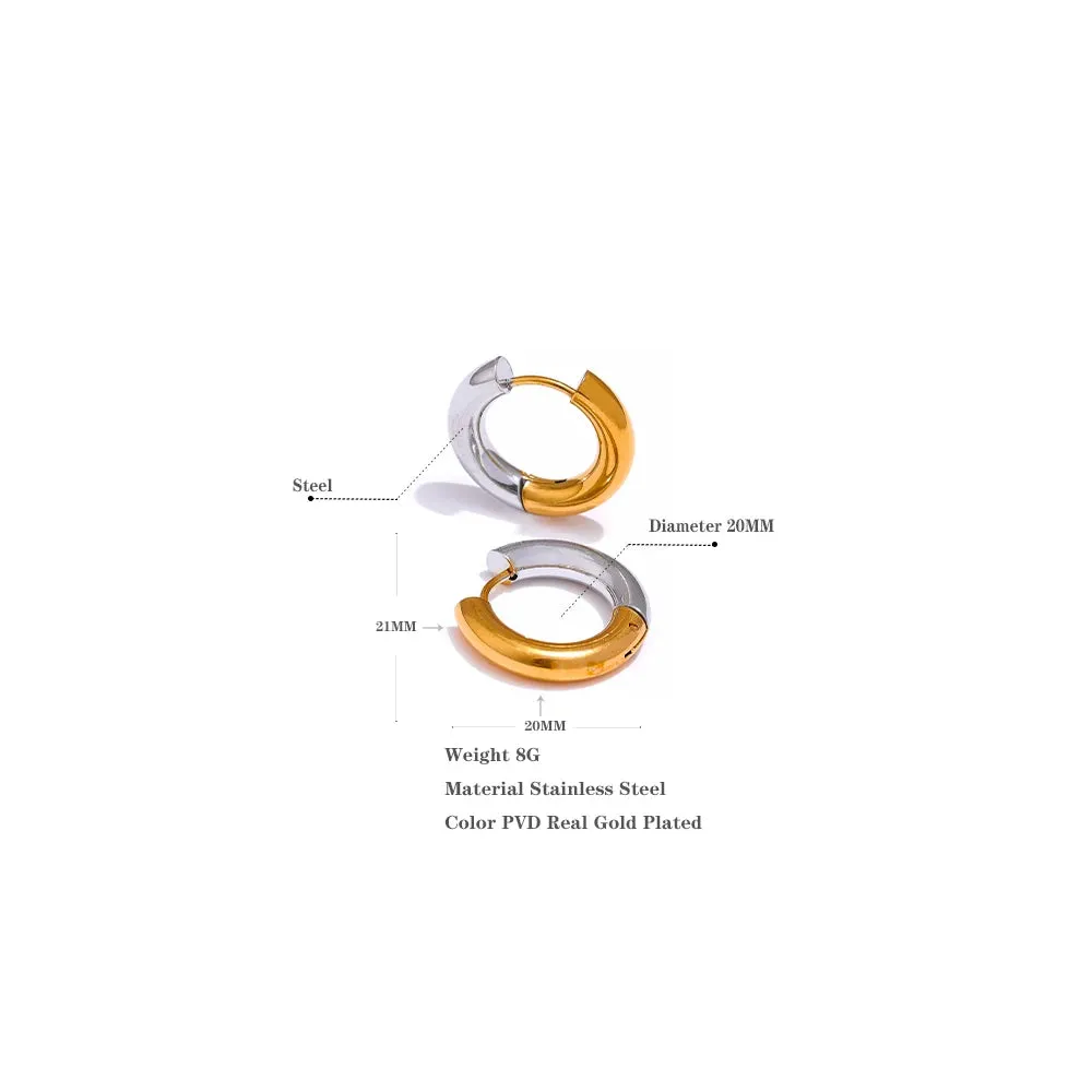 VAIGE Chic Stainless Steel Geometric Round Hoop Earrings - Gold and Silver Plated Trendy Fashion Jewelry