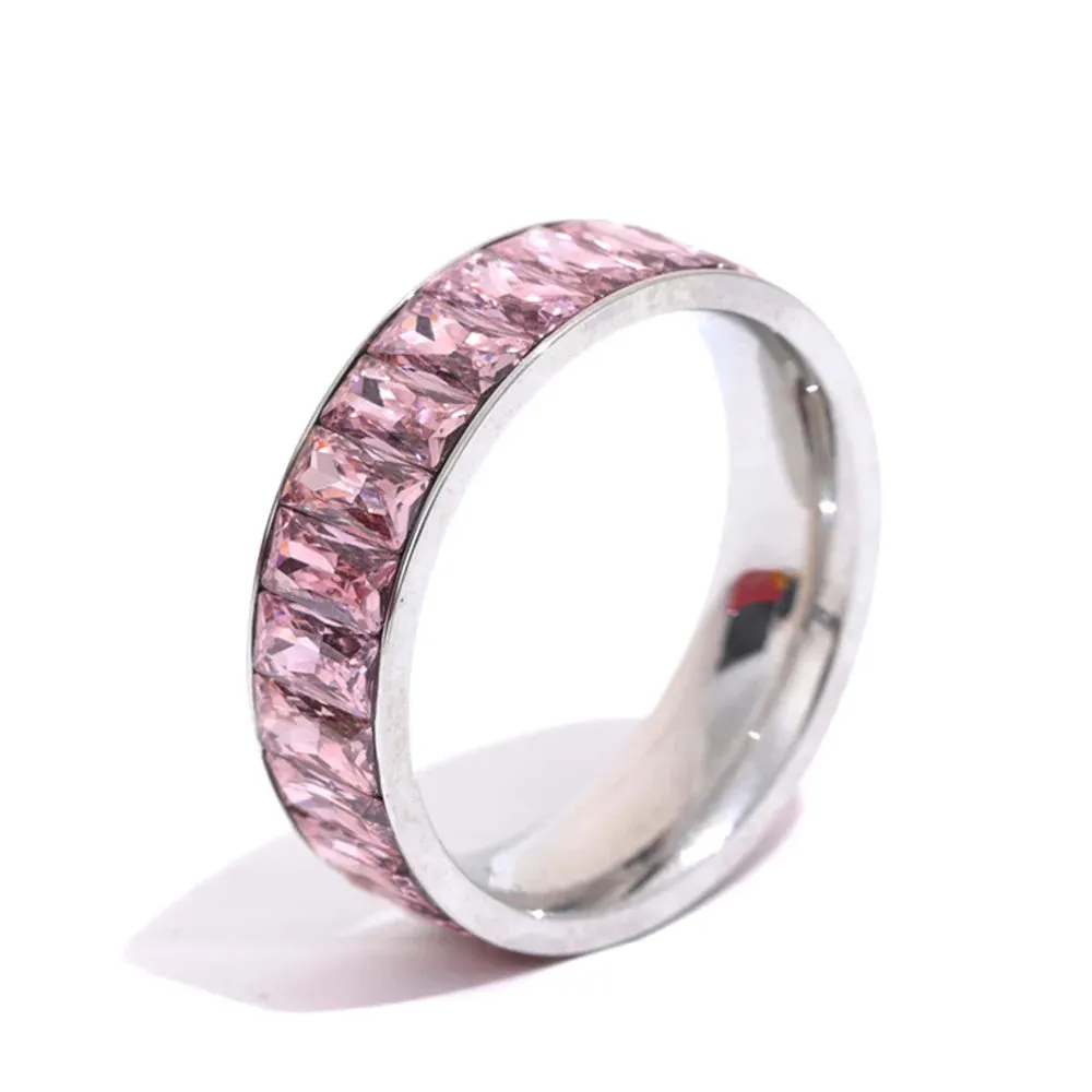 VAIGE Elegant Multi-Ring Set with Shiny Colorful Cubic Zirconia in Stainless Steel – High-Quality Fashion Jewelry