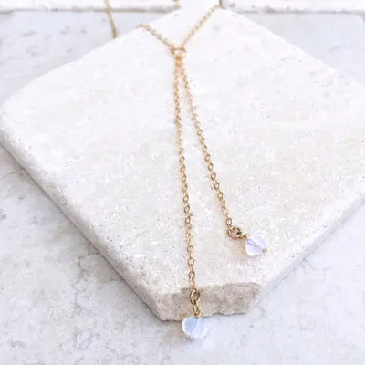 White pointed crystal necklace double chain necklace delicate necklace