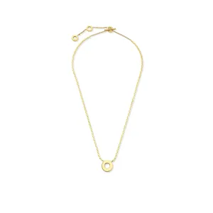 Yellow Gold Adjustable Length Solo Pendant Necklace with White Diamonds