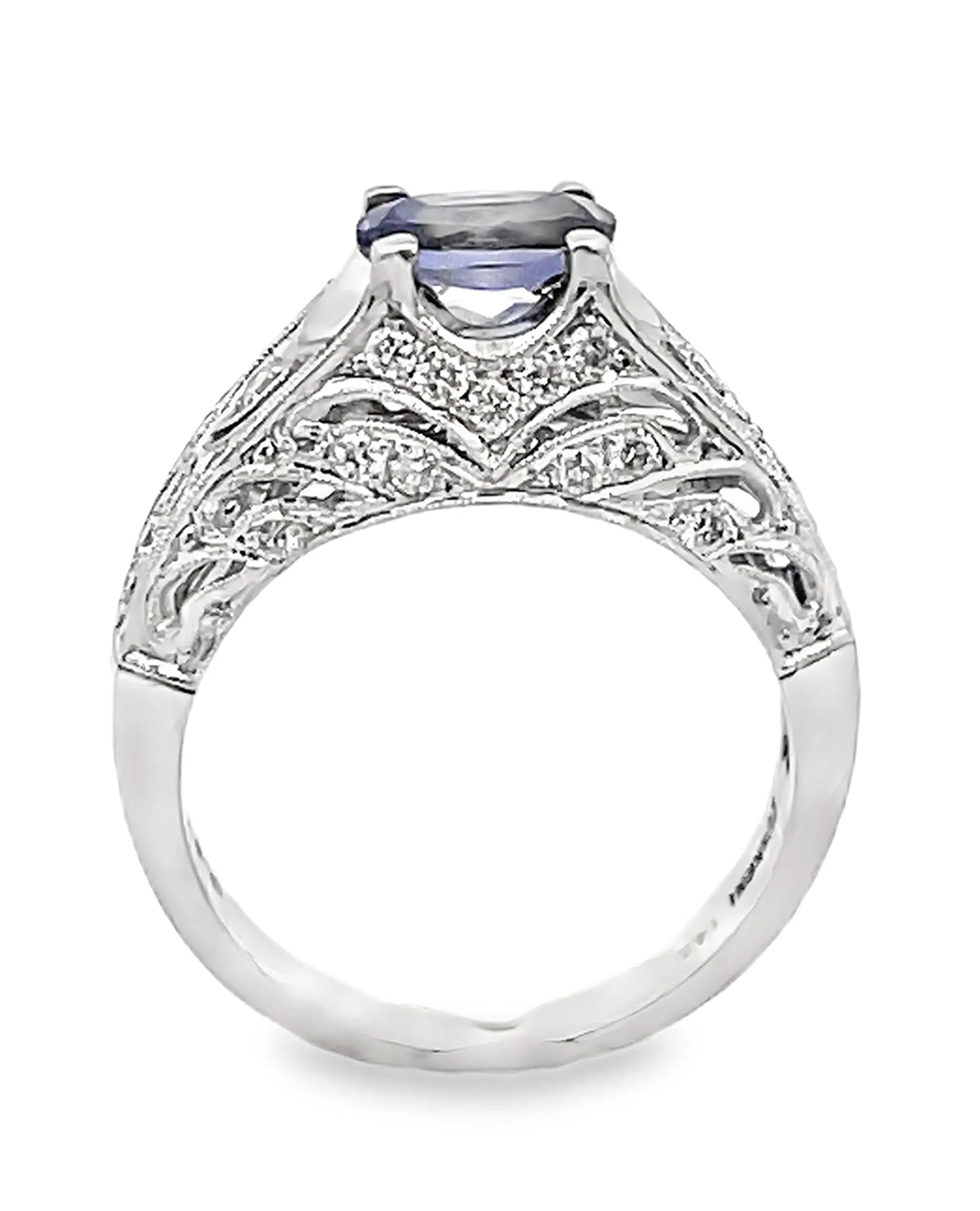 Zeghani ZR201 14K White Gold Ring with Iolite