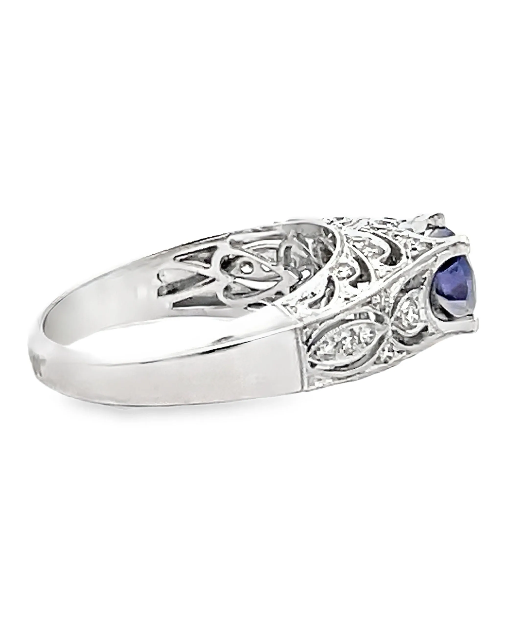 Zeghani ZR201 14K White Gold Ring with Iolite